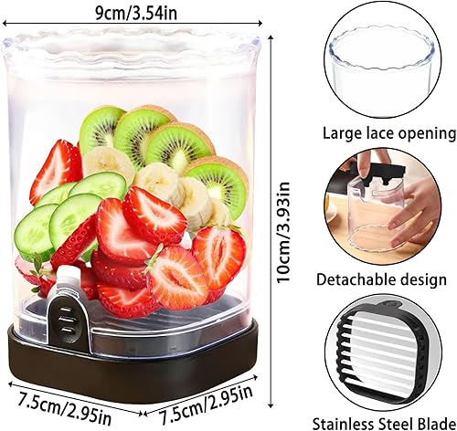 Miniatura 6 de Hendiy Cortador de fresas con cuchillas inoxidables, taza para cortar huevos y frutas para plátano, pepino, champiñones, utensilios de cocina