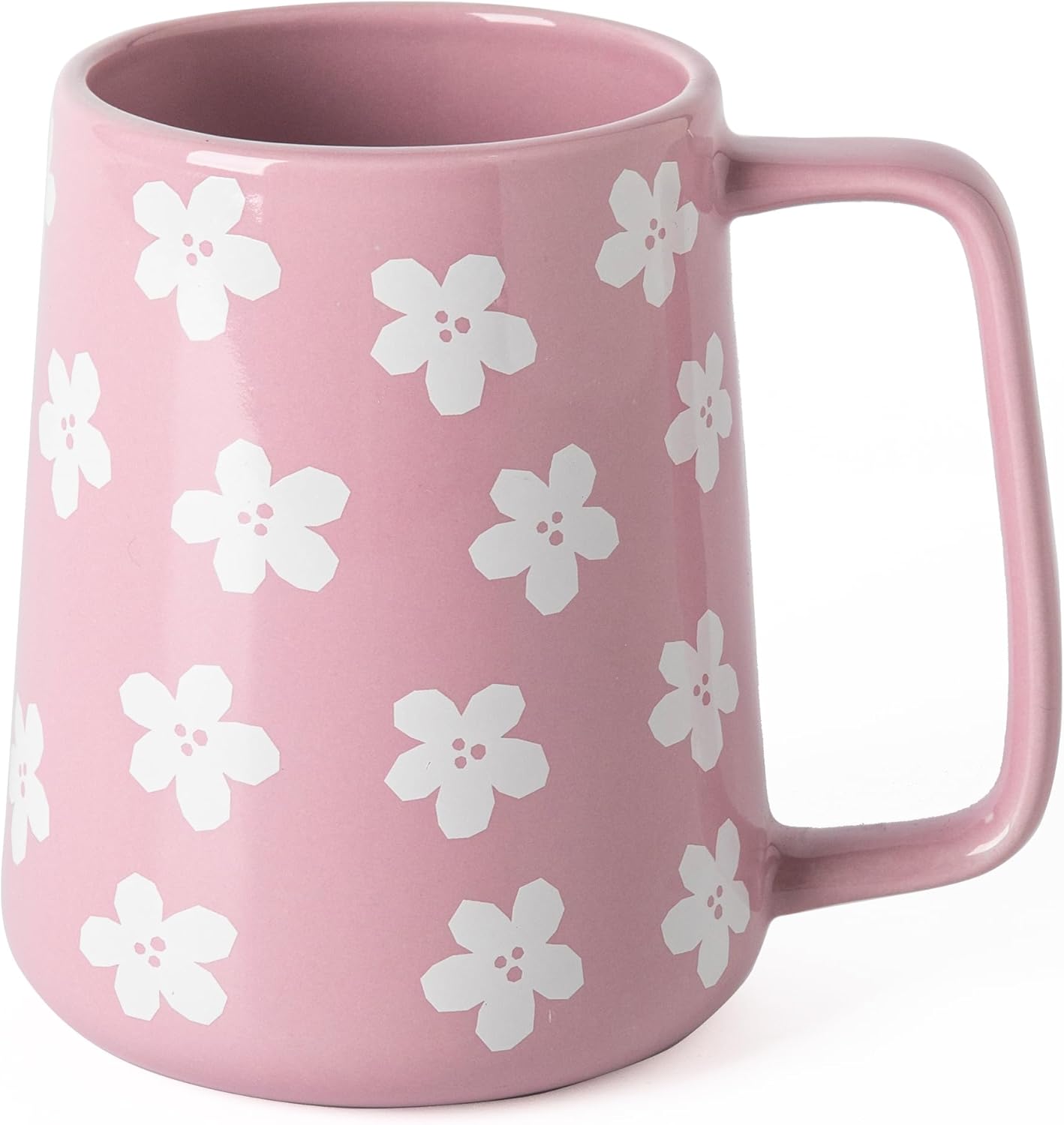 Ceramic Coffee mugs, 24 oz, Extra Large Mugs, Big Tea Cups, Large Handle, Pottery Mugs,Floral Pattern,Wide Bottom Coffee Mug for Office/Home, Microwave&Dishwasher Safe. (Violet)