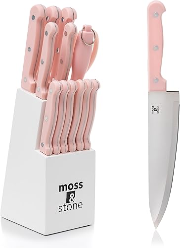 Miniatura 13 de Moss & Stone Juego de cuchillos de cocina profesional, juego de 6 cuchillos pequeños con bloque, juego de cuchillos de cocina de alta calidad, acero