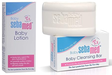 Sebamed Baby Lotion, 100ml & Baby Cleansing Bar - 100 g Combo