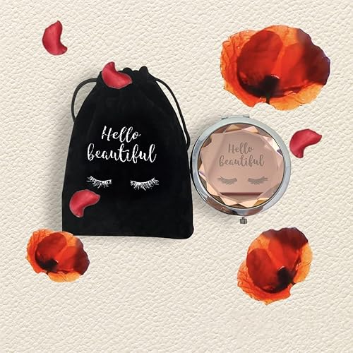 Miniatura 6 de SILLY OBSESSIONS Hello Beautiful Engraved Vanity Magnifying Compact MirrorMakeup Mirror. Gift for Girlfriend, Wife, Daughter, Sister, Braid,
