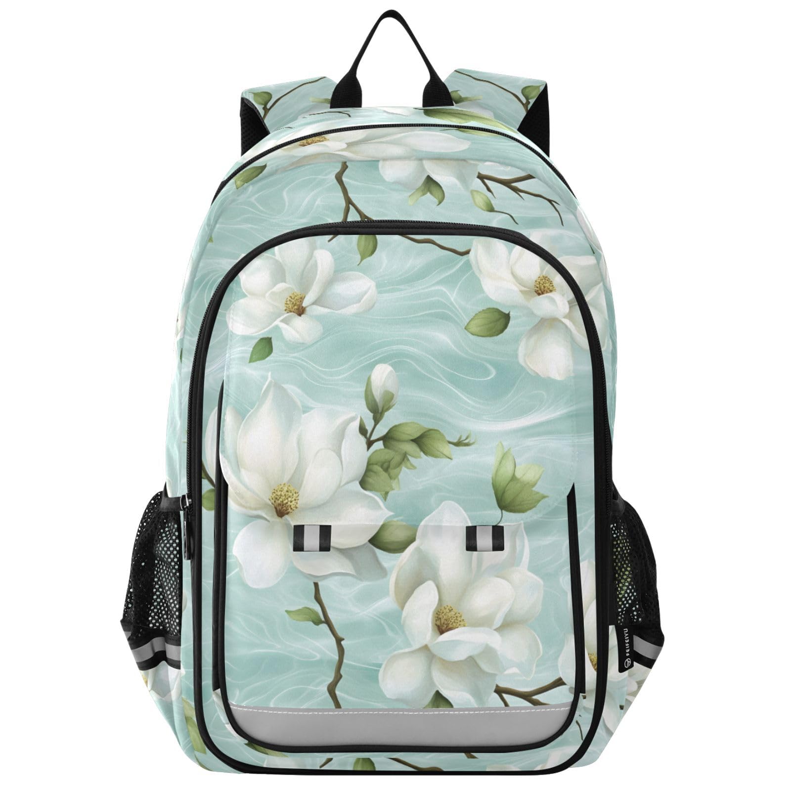 Sac à dos motif fleur de jasmin blanche pour ordinateur et lycée - 8