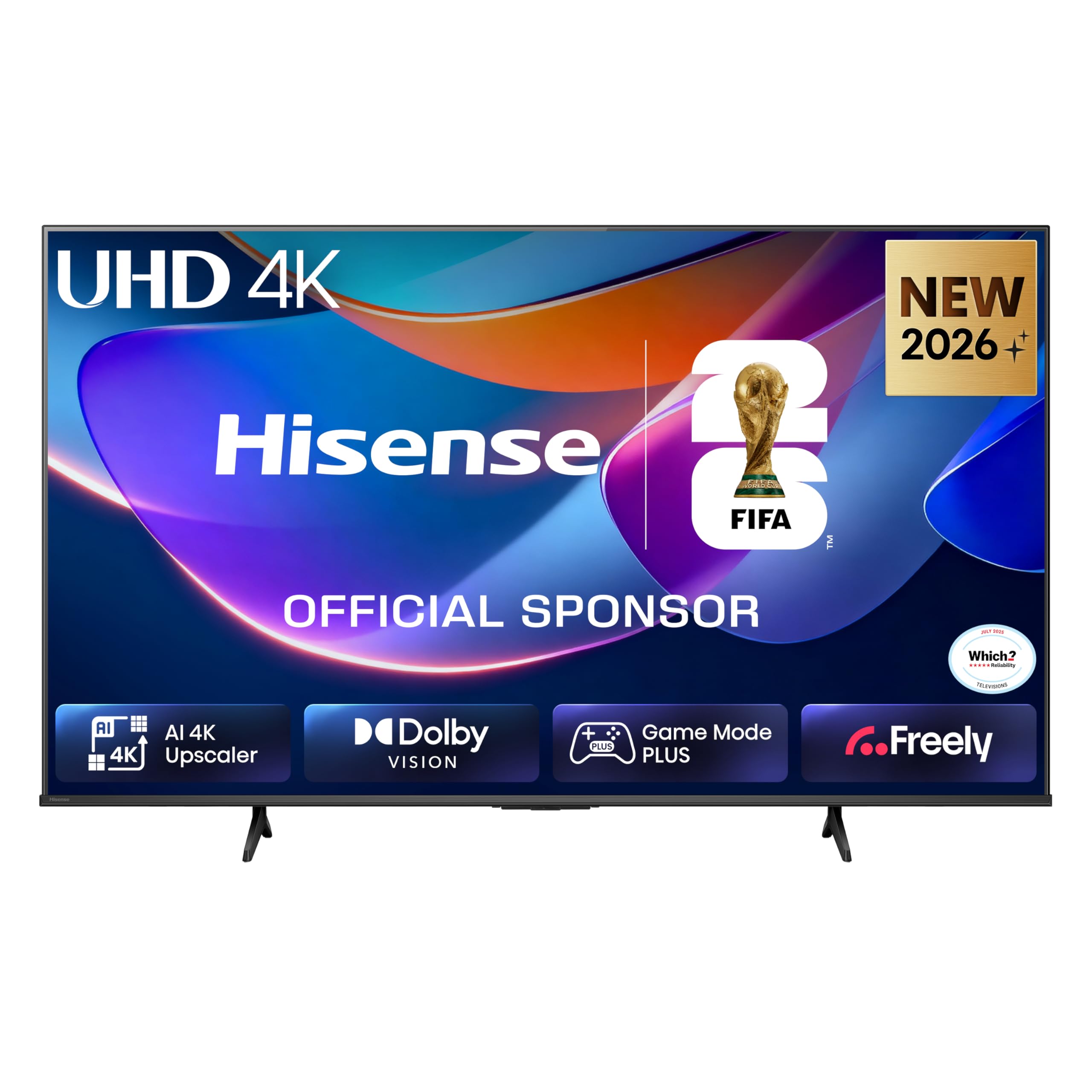 Hisense 55" 55A6STUK 4K Ultra HD AI Smart TV with Freely, Netflix, Disney+ and YouTube - AI 4K Upscaler, AI Smooth Motion, Game Mode Plus, Dolby Vision, Voice Control, DTS Virtual: X, Filmmaker Mode