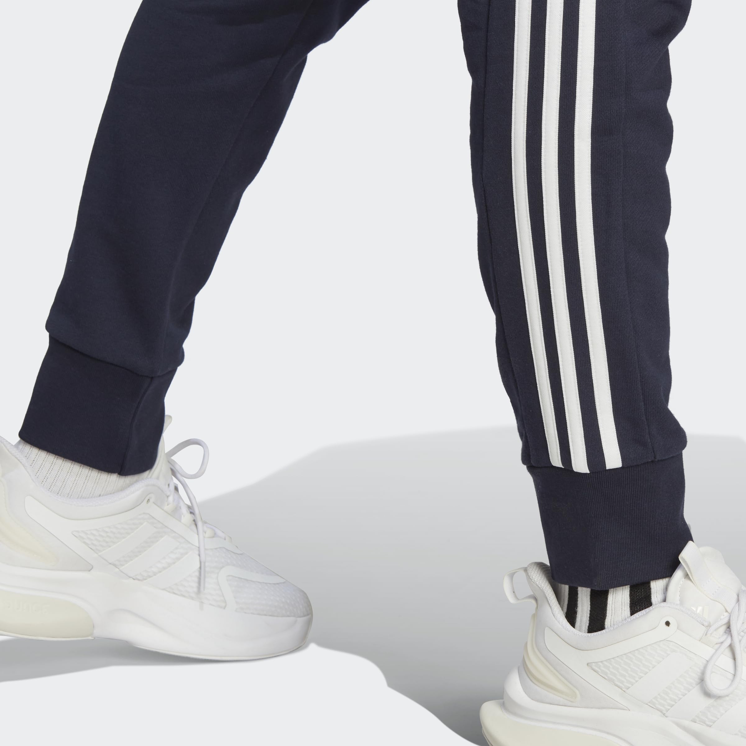 adidas Hombre Essentials French Terry Tapered Cuff 3-Stripes Pants, Legend Ink / White, XXL