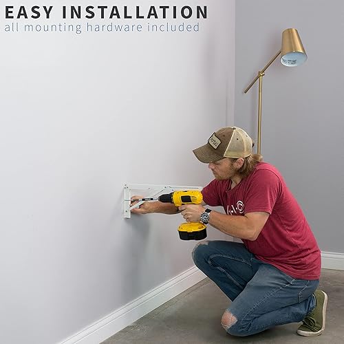 Miniatura 7 de VIVO Banco de trabajo plegable montado en la pared de 43 pulgadas, estante plegable para estación de trabajo con soportes de acero ajustables,