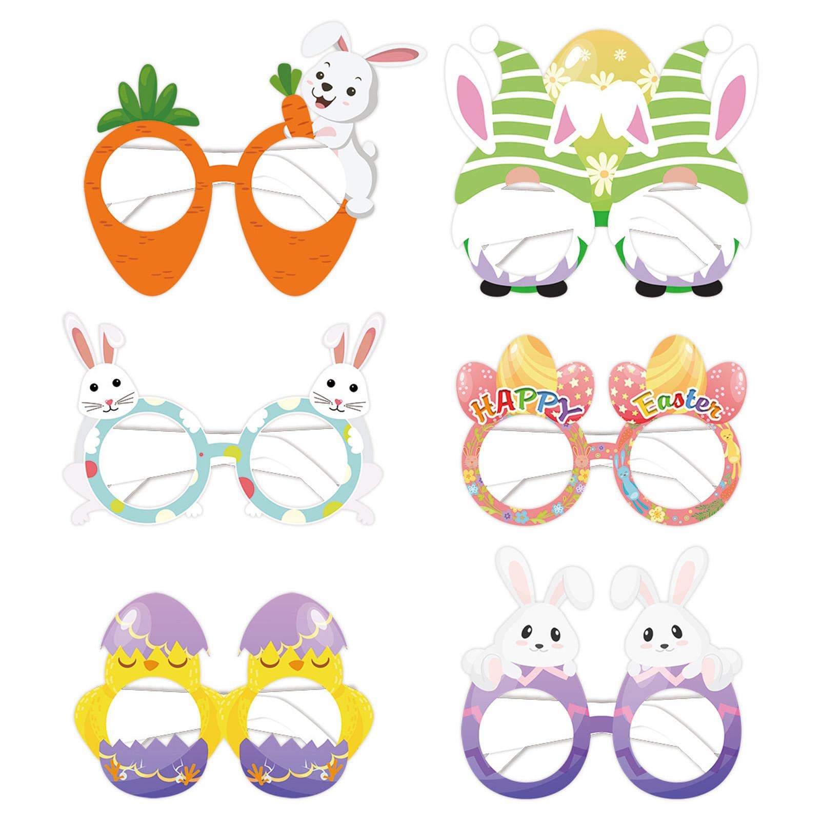 cypreason OParty Glasses Paper 6/12/18 Pieces Easter Bunny Ears Costume Accessories Funny Easter Glasses Decoration Easter Party Glasses Easter Costume Accessories Decorations for Children Adults