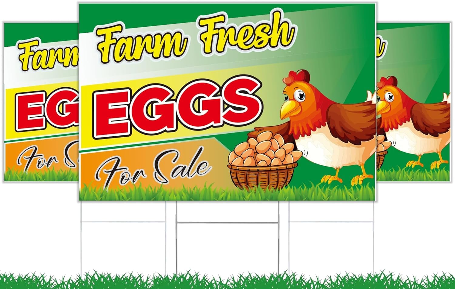 ULVEOL 12x16 Inch pack of 3 Double Sided Sign Coroplast Eggs for Sale Yard - Farm Fresh Eggs Sign for Outdoor and Indoor - Funny Signs Chicken Coop Decor - Fresh Chicken Eggs For Sale Sign for Outside