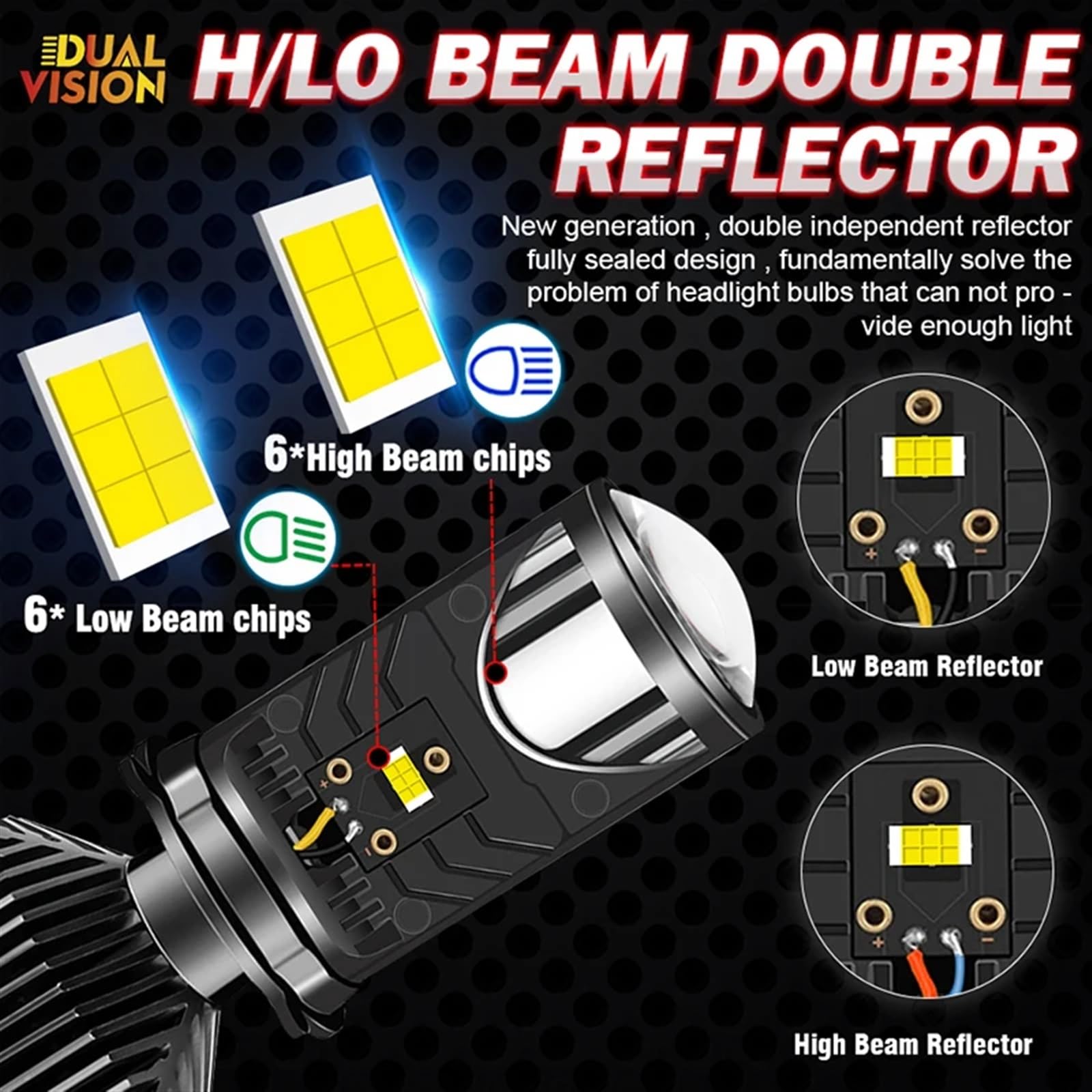 Proyector LED H4/9003/HB2 Hi/Lo 40000LM for faros de coche, bombillas bi-LED con lente, proyector H4, mini proyector, proyector de faros, LHD, 12V/24V(1 pair)