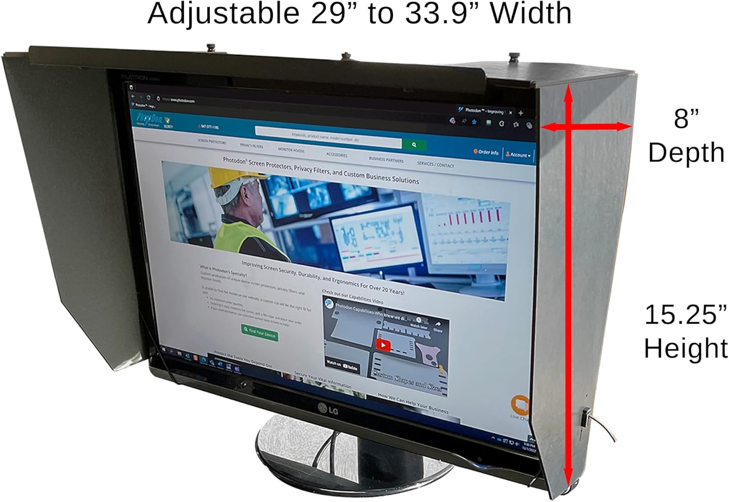 29–33.9" Wide Adjustable Monitor Hood - Enhances Privacy & Reduces Glare (Measured by Width, Not Diagonal)