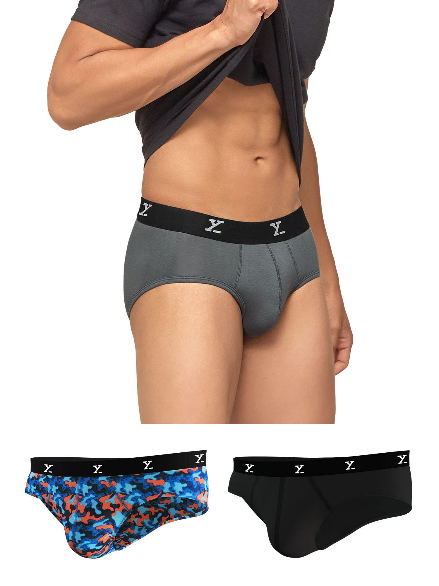 xyxx Men's Ace & Shuffle Micromodal Regular Fit Solid Antimicrobial Briefs with No Marks Waist (Pack of 3)-picture-28