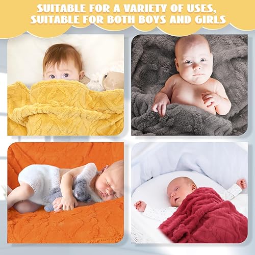 Miniatura 6 de VitalCozy 4 unidades de manta de forro polar para bebé de 30 x 40 pulgadas, manta de bebé esponjosa 3D para niños, cama de bebé, manta de recepción