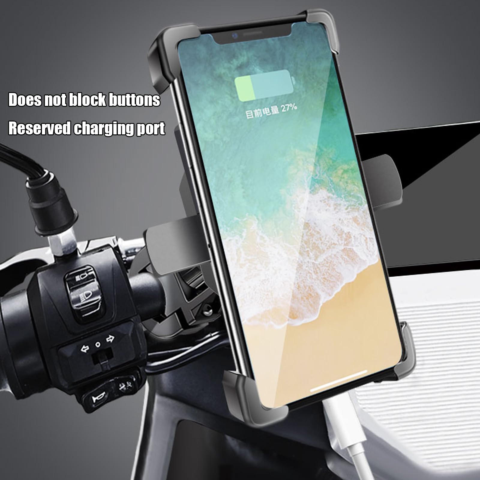 for GSX-8R GSX-8S Aluminum Alloy Mountain Motorcycle Adjustable Bracket 360° Rotating GPS Clip Shockproof Car Navigation Bracket GSX-S1000GT GSX-S1000GX Motorcycle Accessories (Mirror Base Style)