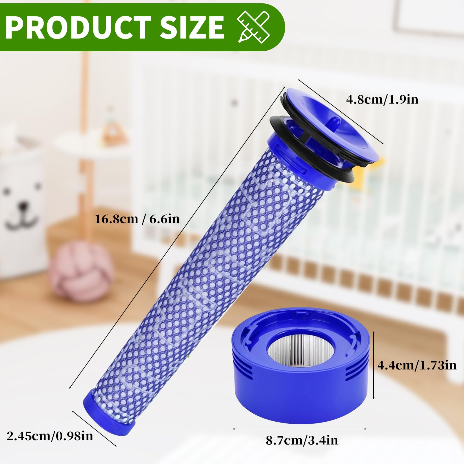 Contenitore Inferiore per Dyson V7 V8 SV10 SV11, Contenitore per la Polvere Trasparente e di Alta Qualità, Include 2 Pre Filtri, 2 Post Filtri e 1 Spazzola di Pulizia