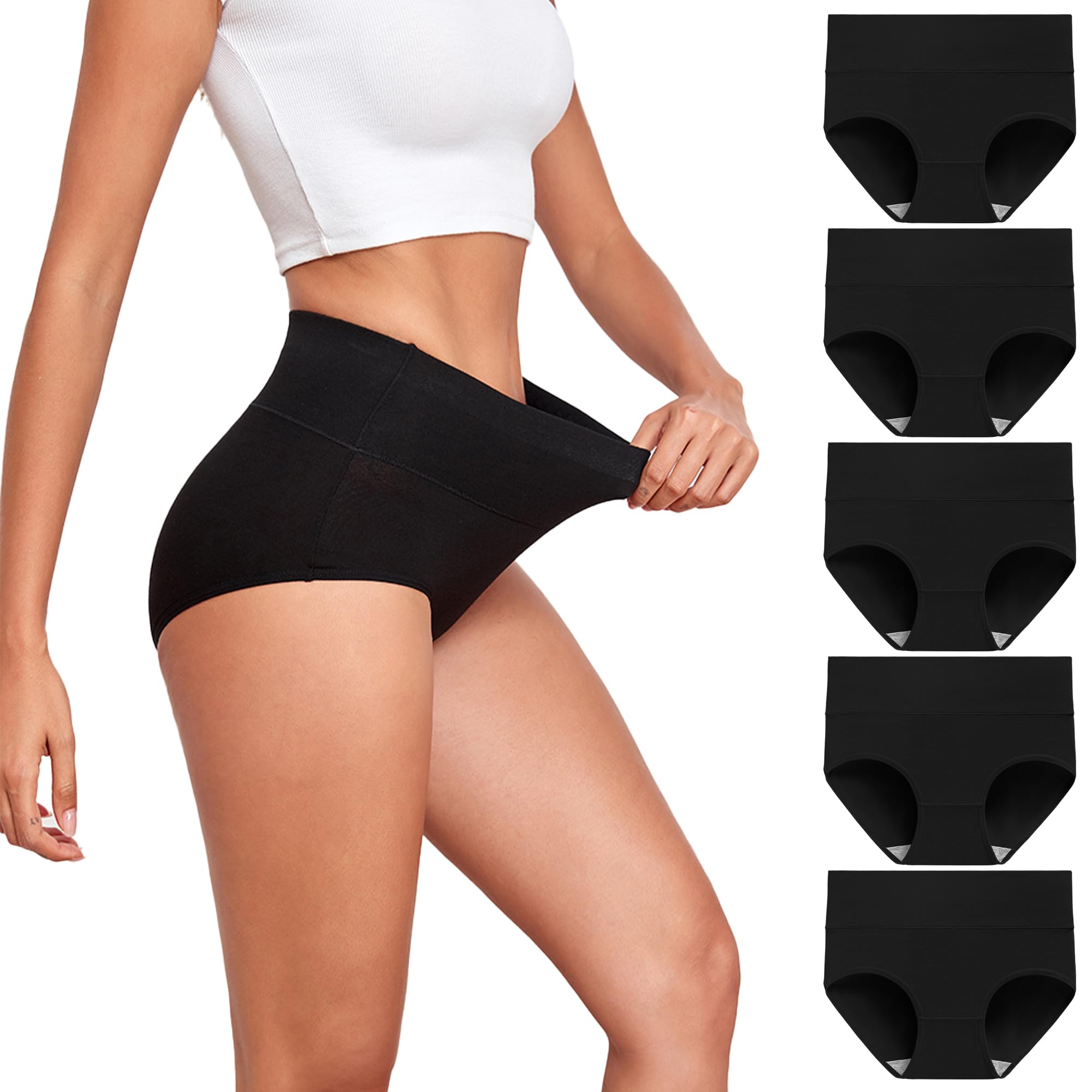 TUTUESTHER Unterhosen Damen Baumwolle Hohe Taille Unterwäsche Postpartum Underwear Stretch Slips Bequem Weich Panties 5er Pack