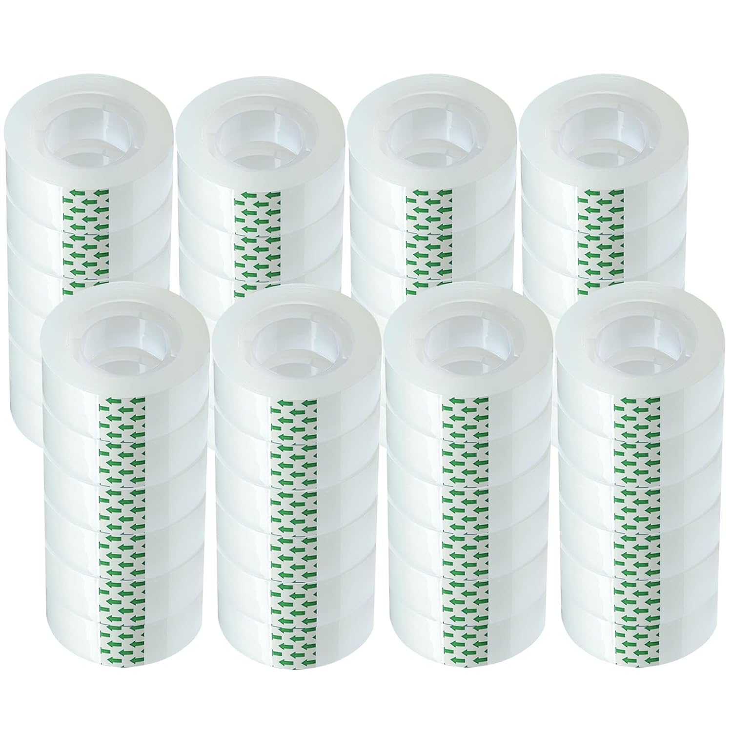 48 rotoli di nastro adesivo trasparente, rotolo di ricarica per dispenser strappabile a mano, 48 rotoli x 228 cm