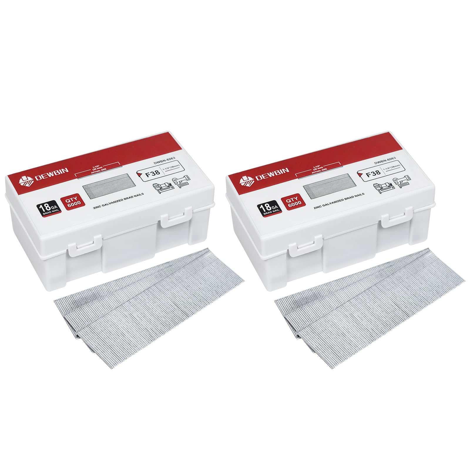 Clous Brad 18G de 38mm galvanisés pour pistolet pneumatique et électrique, boîte de 12000 pièces