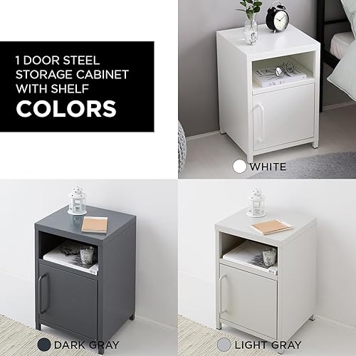 Miniatura 7 de MARKETB Armario de almacenamiento de acero de 1 puerta con estante, organizador multiusos, 13.8 x 13.8 x 20.1 pulgadas, requiere montaje, para