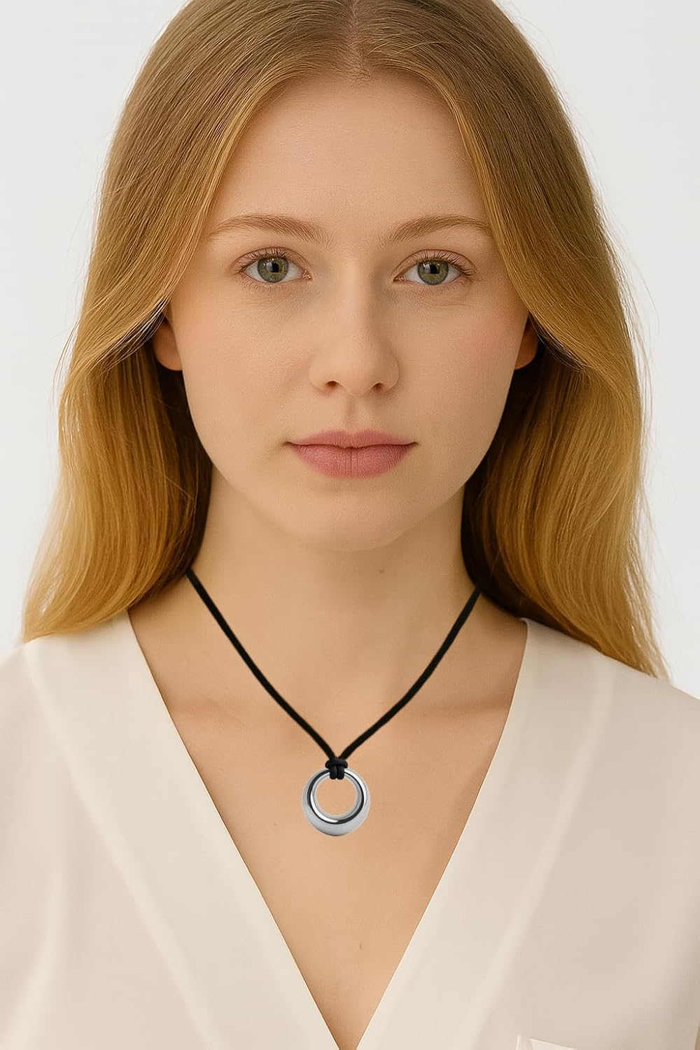 Chunky Necklaces Gold Plated Necklace Gold Necklace for Women Dainty Necklace 25.6inch Silver2 Round - Image 6