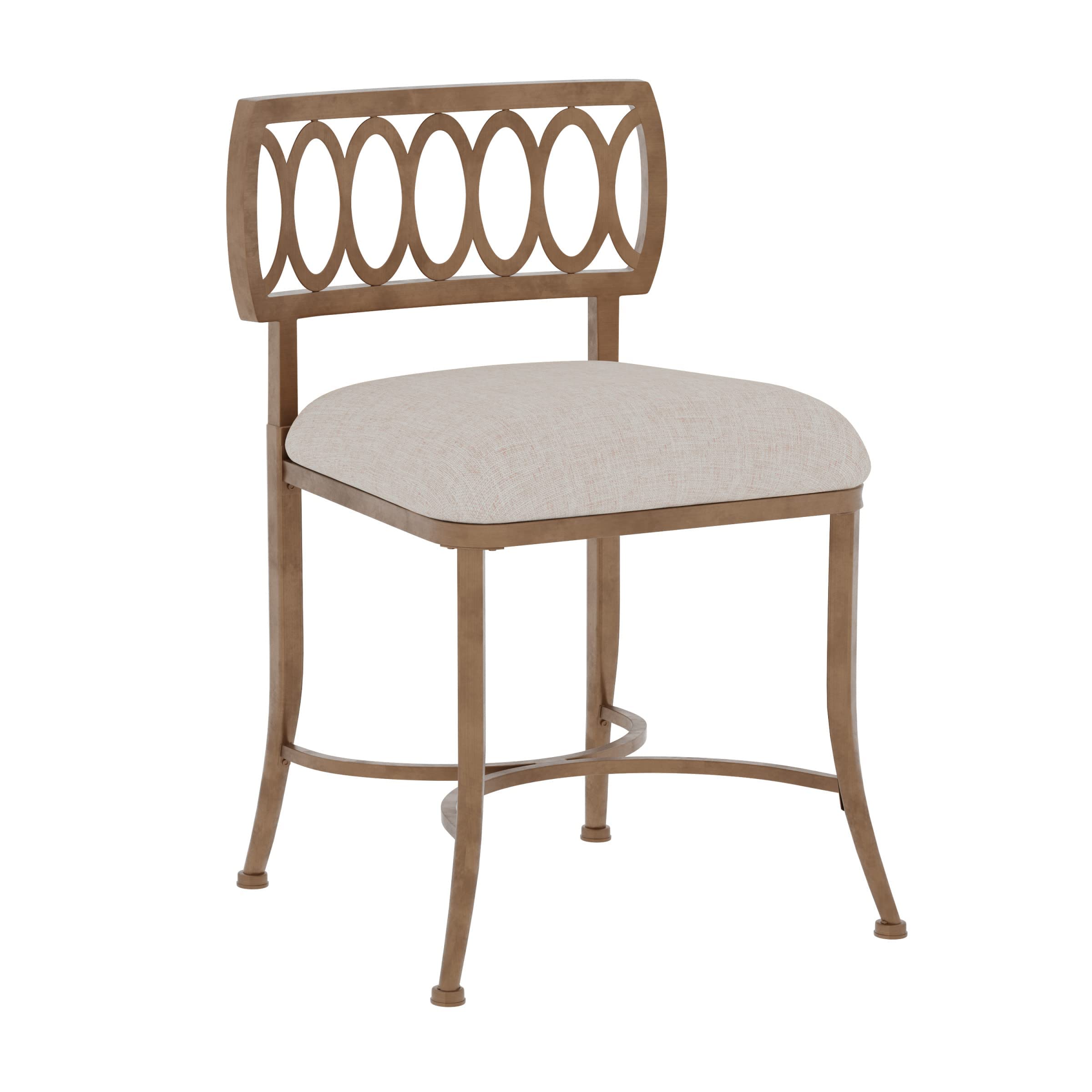 Hillsdale, Canal Street Metal Vanity Stool with Interlocking Oval Back