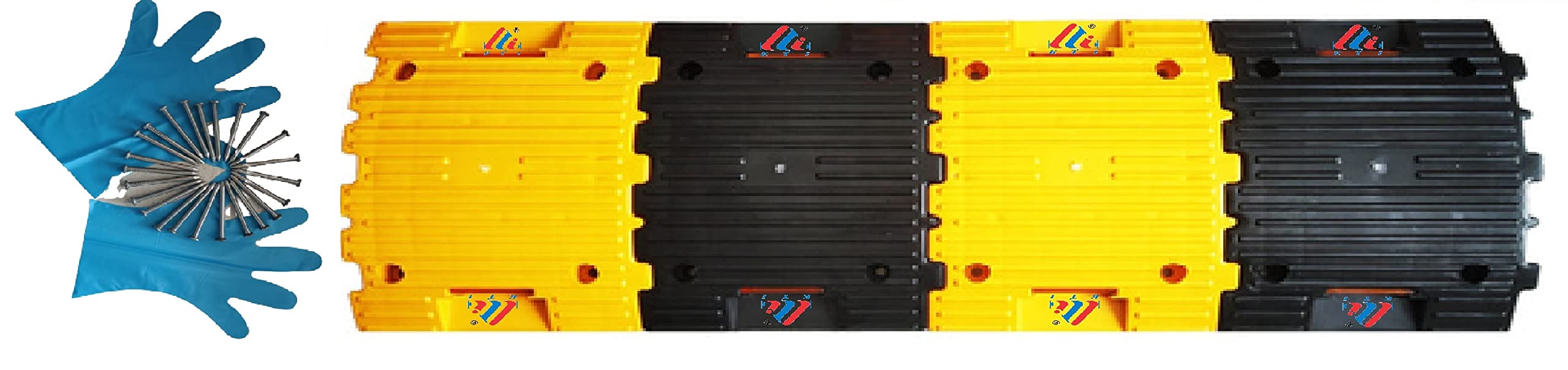 K T I® Speed Breaker 50 mm Height Easy To Install with Our Manual Speed Breaker for Road Safety (2 pcs Black and 2 pcs Yellow, 1 Meter) -4 Pieces