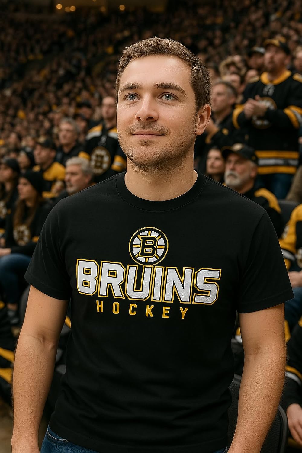 Boston Bruins Mens Classic Logo T-Shirt | Vintage Style Hockey Fan Gear | Perfect for Bruins Fans - Image 6