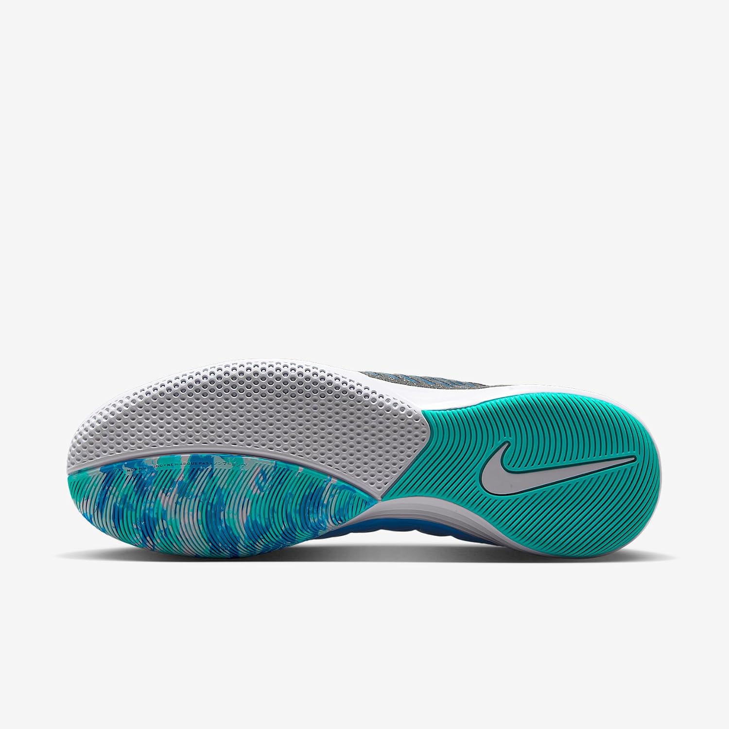 Nike Lunargato II Indoor/Court Low-Top Soccer Shoes (Metallic Silver/Neptune Blue/Black) Size 12