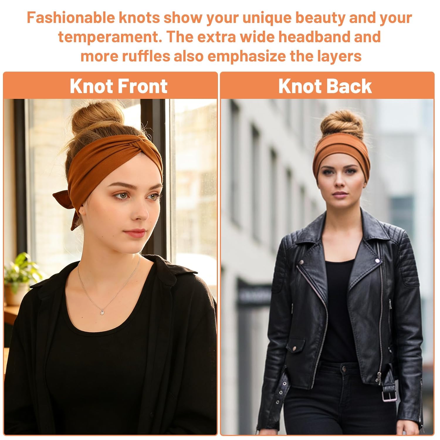 Sibba 4 Pack Bohemian Knotted Headbands for Women Non Slip Stretchy Turban Hair Wraps Thick Yoga Headbands for Sports Workouts and Christmas Dressy Headwear Outfits Headpiece - Image 7