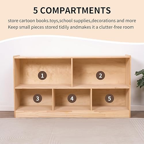 Miniatura 4 de Gabinete de almacenamiento de madera, estante Montessori de 5 secciones, organizador de almacenamiento de juguetes para niños, aula, sala de juegos,