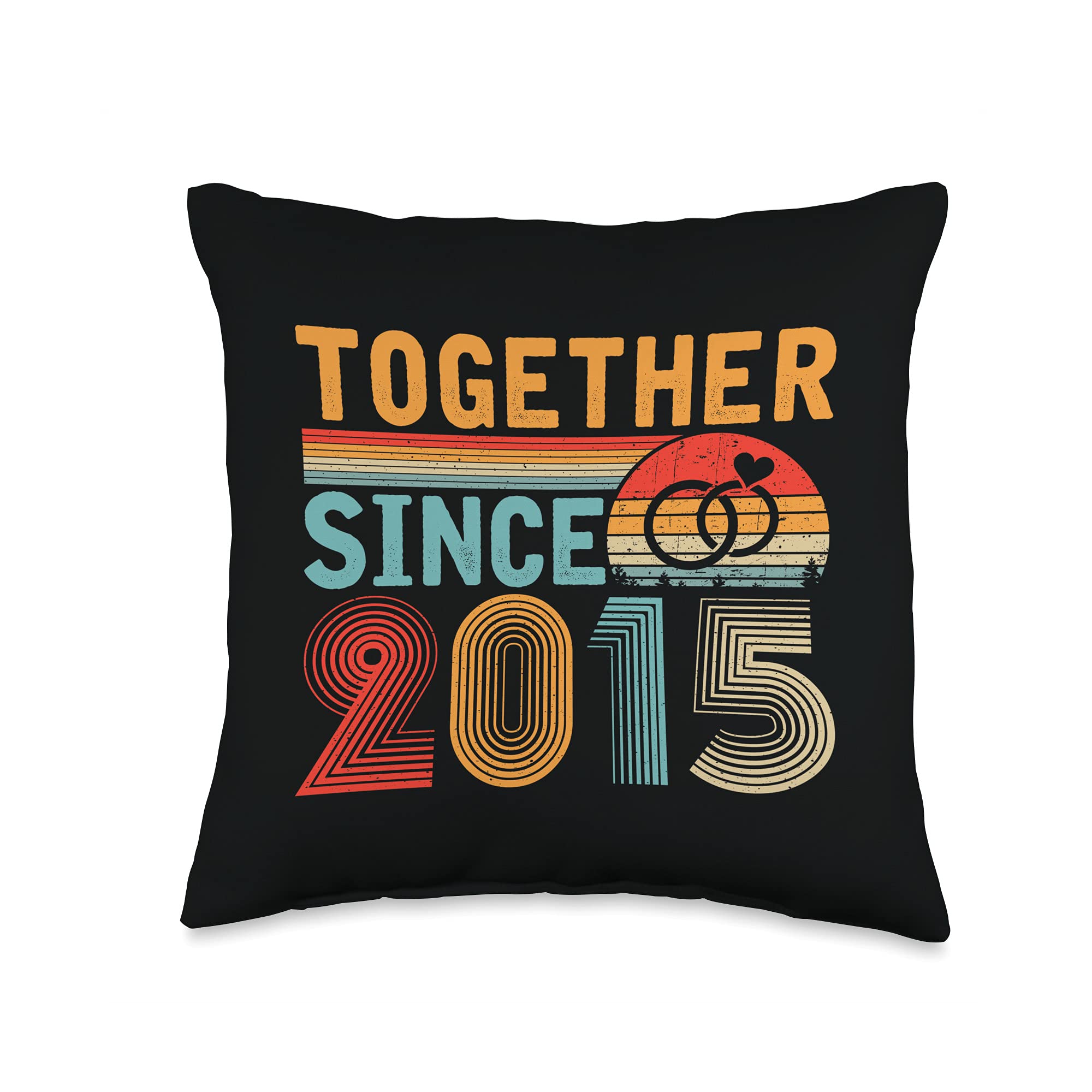 Couple 6th Anniversary Gifts Co. Together Since 2015 Retro Style 6th Wedding Anniversary Throw Pillo