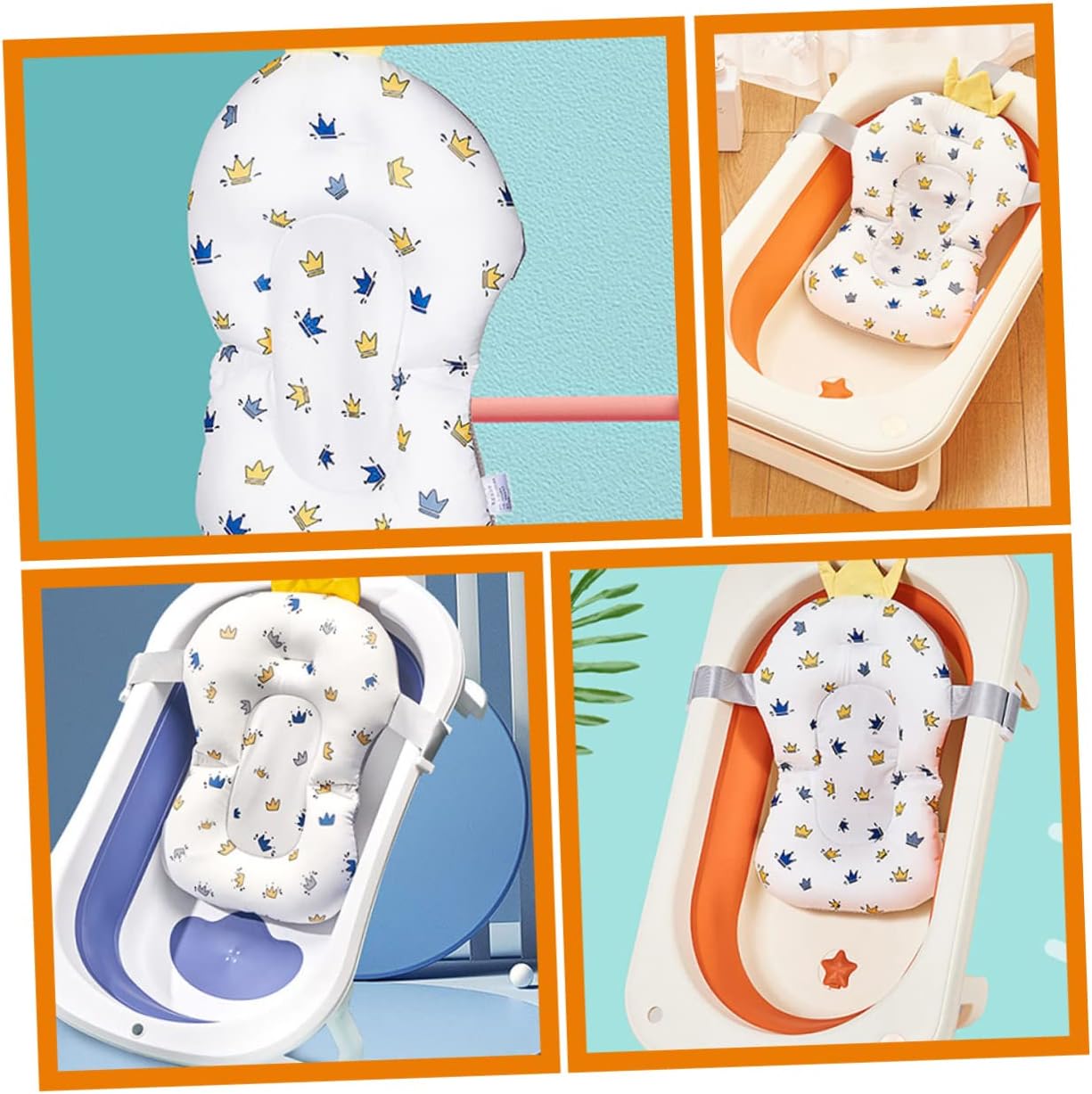 Vaguelly Summer Bath Seat Bathing Tub Seat Support Mat Anti-Slip Bath Pad for Toddlers Sturdy and Comfortable Bathing White for Home and Travel