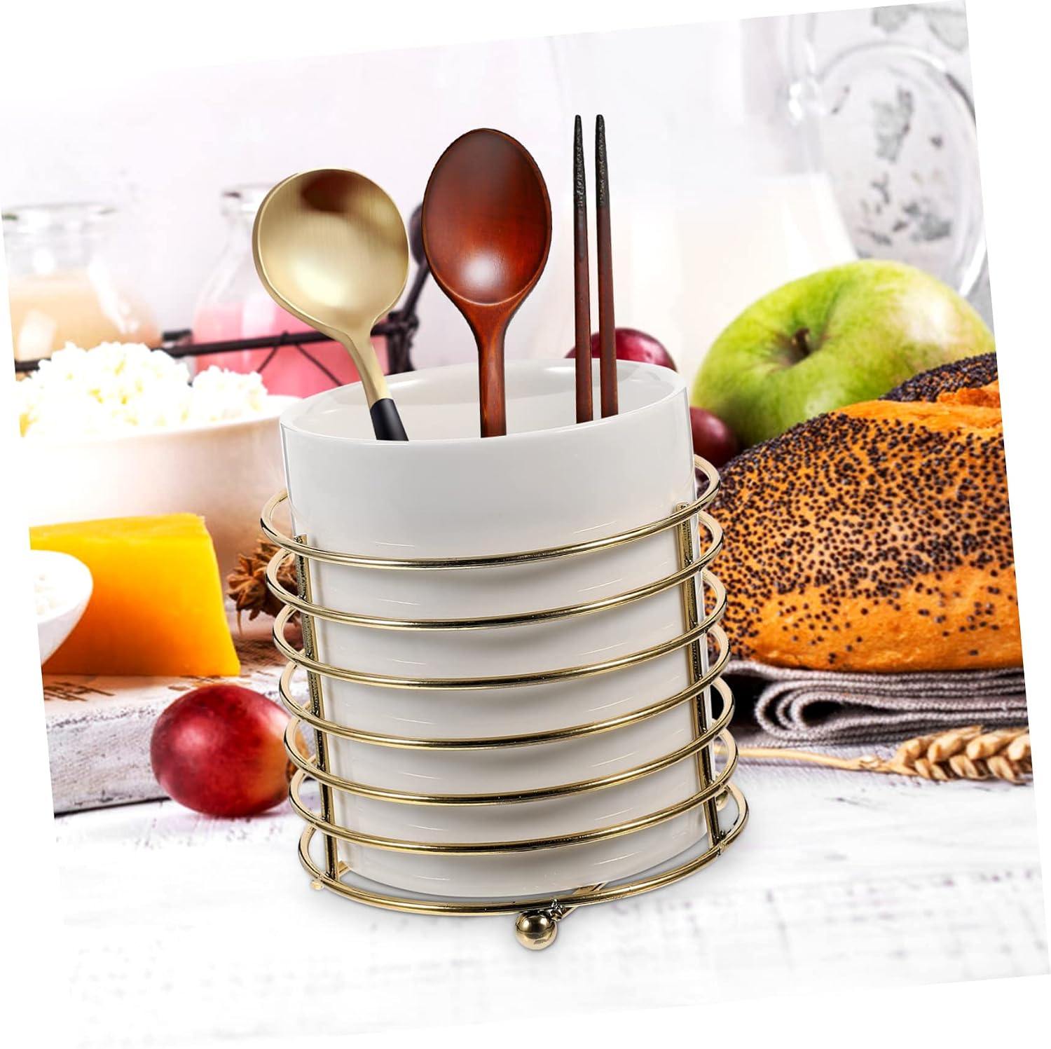 MAGICLULU Ceramic Chopstick Holder Drainage Kitchen Utensil Container Nordic Design Chopstick Organizer for Easy Access and Storage