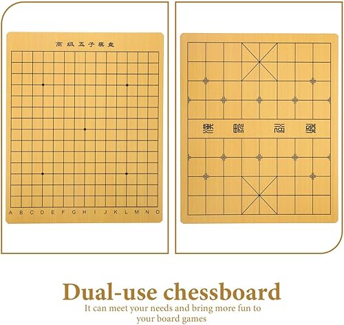 Miniatura 8 de Tablero de ajedrez chino de madera de doble cara Xiangqi y Gobang, juego de mesa de escritorio de 15.15 x 12.20 pulgadas para adultos y