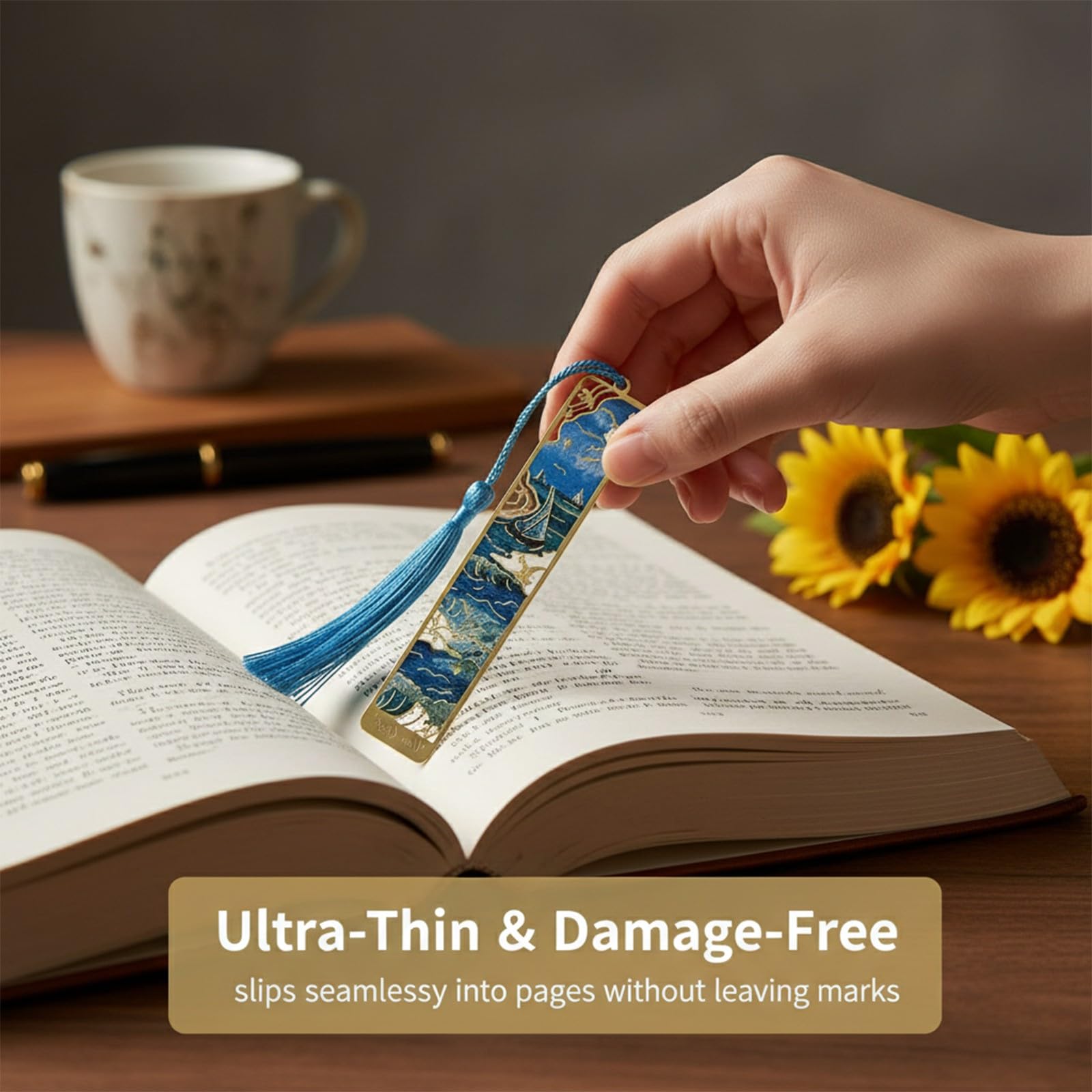 4 Pezzi Segnalibro Metallo Design Incavo Stile Pittura a Olio Van Gogh con Nappa Segnalibri Vintage Personalizzato per Amanti dei Libri Donna Lettori Insegnanti Regalo - 4