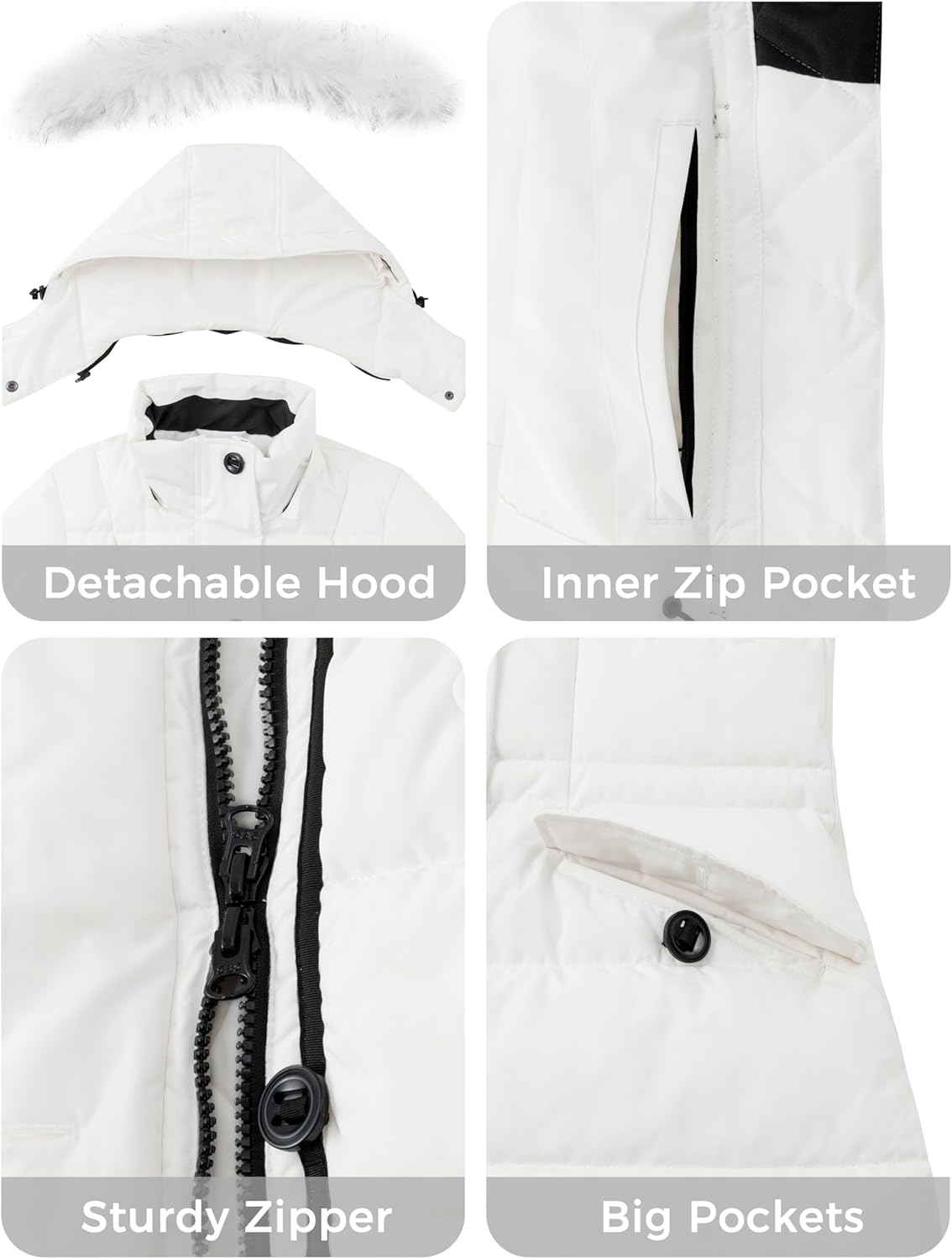 ZSHOW Women's Warm Hooded Winter Coat Waterproof Quilted Puffer Jacket Long Windproof Parka - Image 6