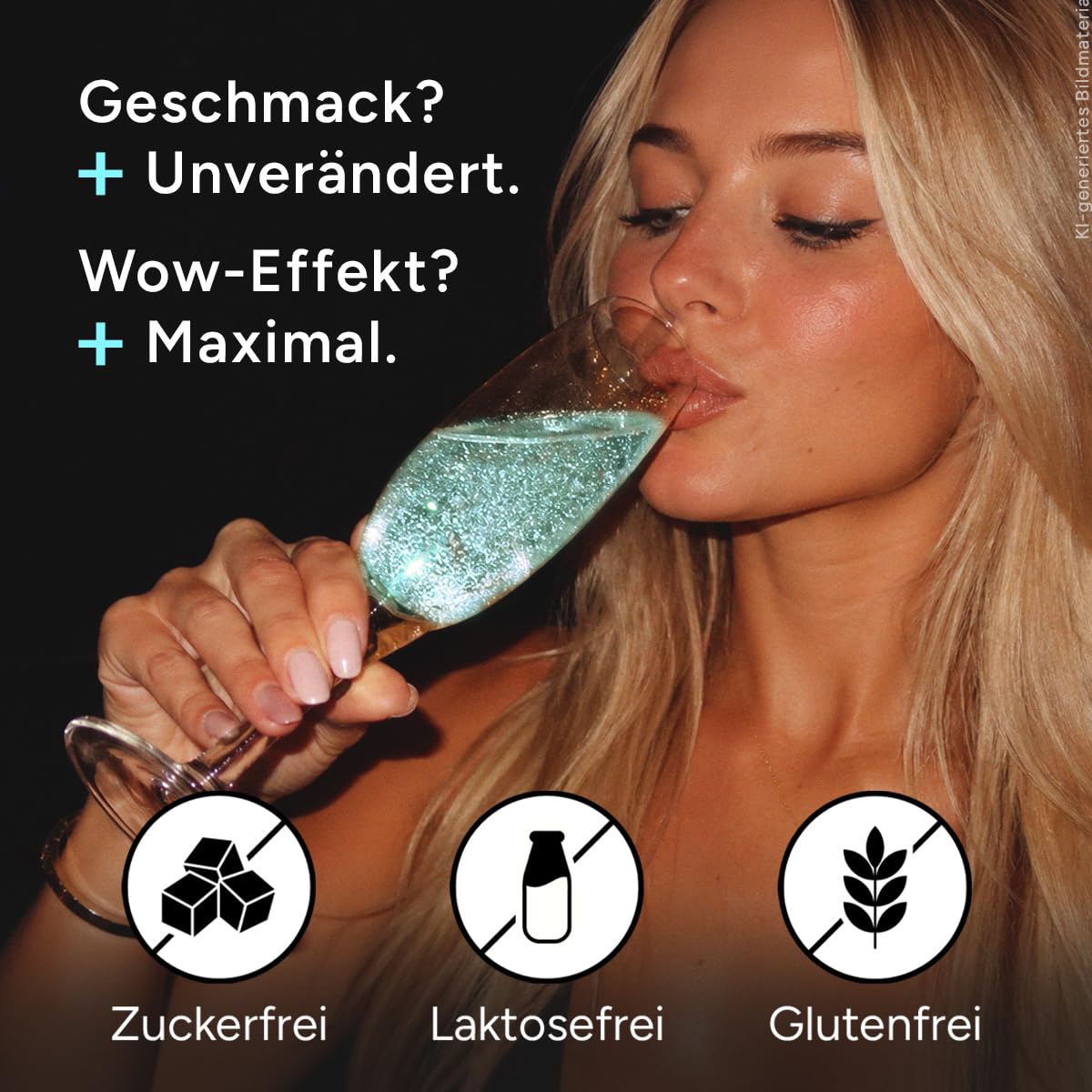 Glytter Glitzerpulver für Getränke (Türkis) - essbarer Glitzer für Drinks, Cocktails, 1000 Getränke MADE IN GERMANY