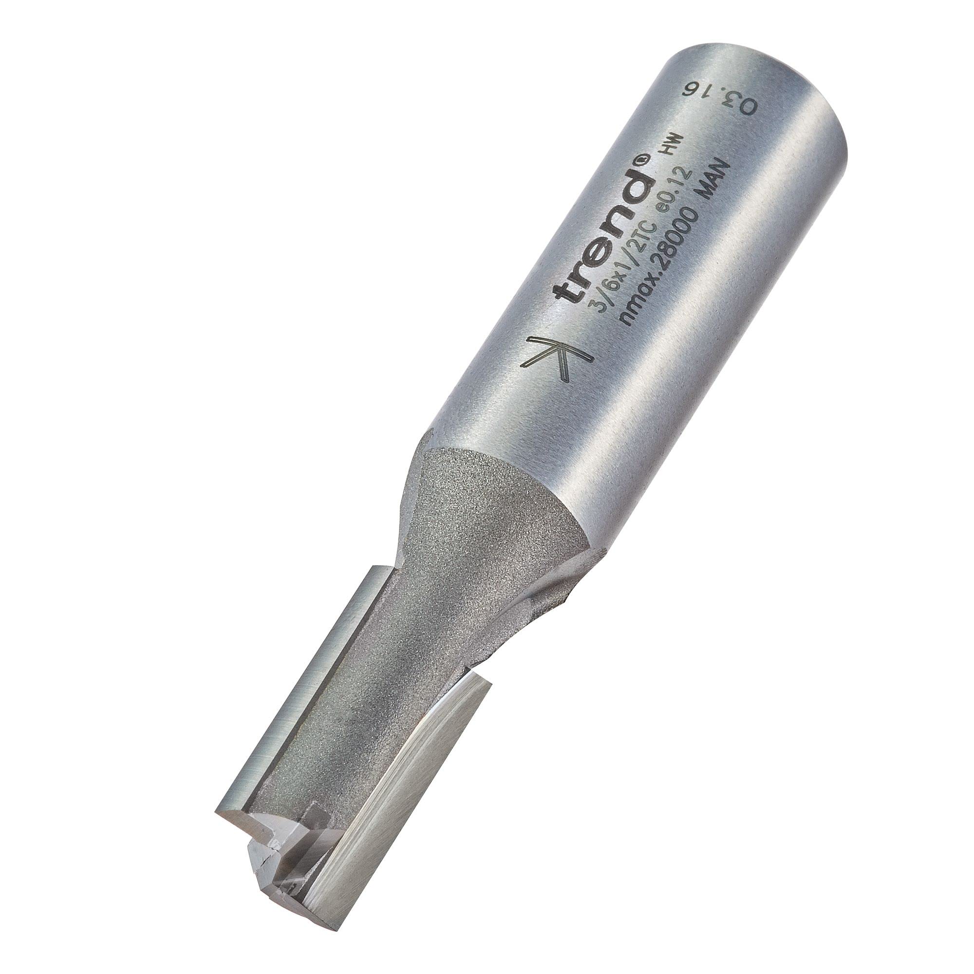 Trend Profesjonalny frez prosty dwupiórowy do frezarki górnowrzecionowej, trzpień 1/2 cala, średnica cięcia 10 mm, długość cięcia 19 mm, węglik spiekany (TCT), 3/6X1/2TC