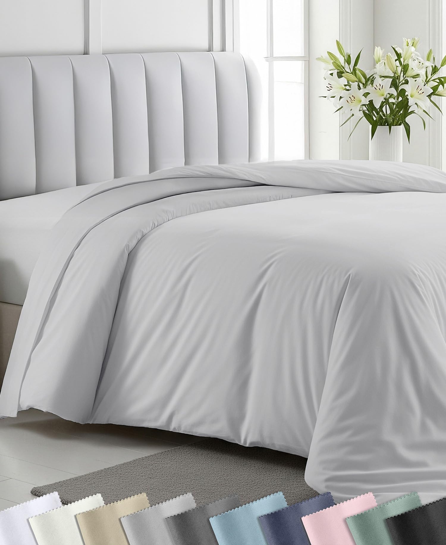California Design Den Luxury King Duvet Cover, Silver