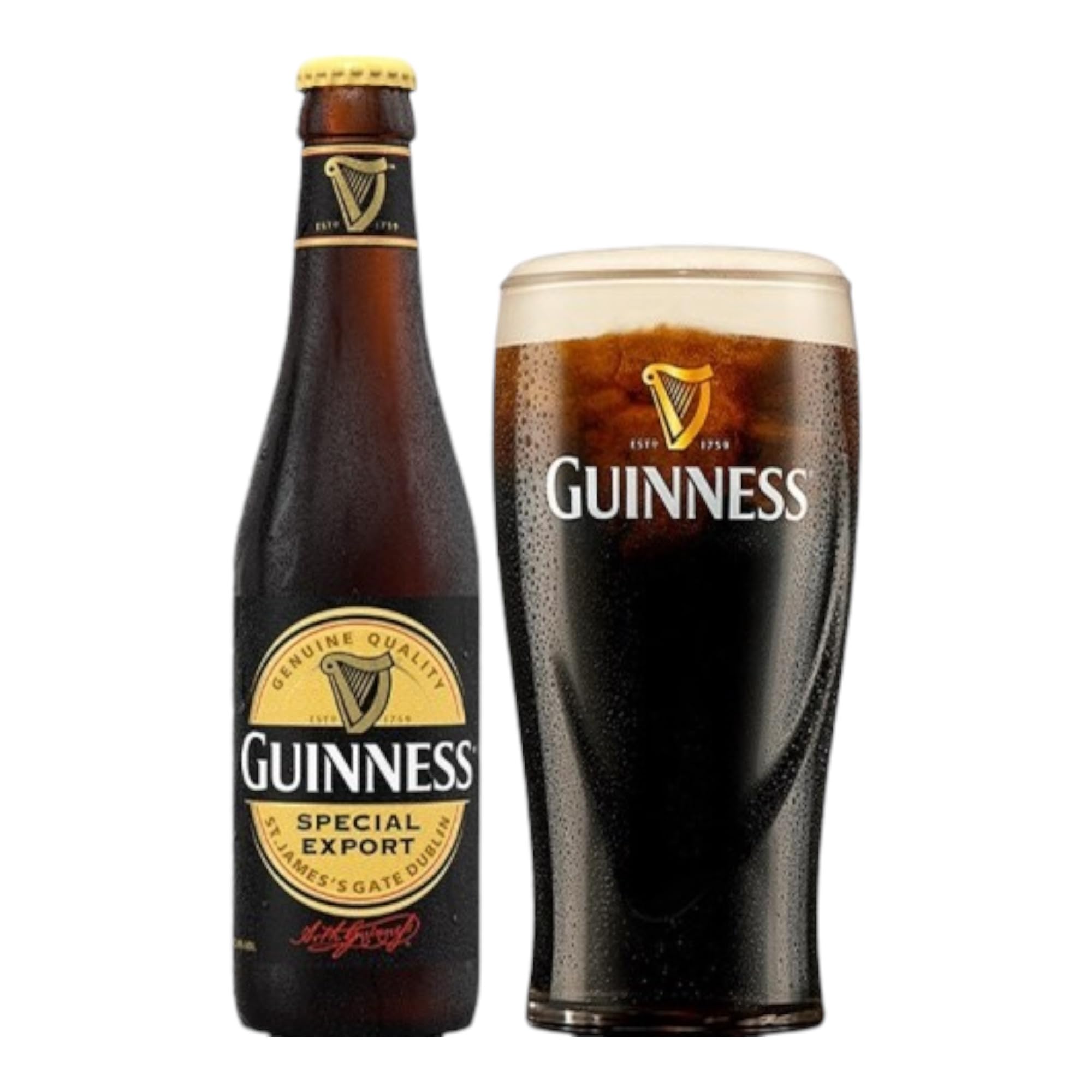 6x Guinness Special Export 0,33l - mit 8% Vol. - Inklusive Original Haus der Biere Berlin Bierdeckel