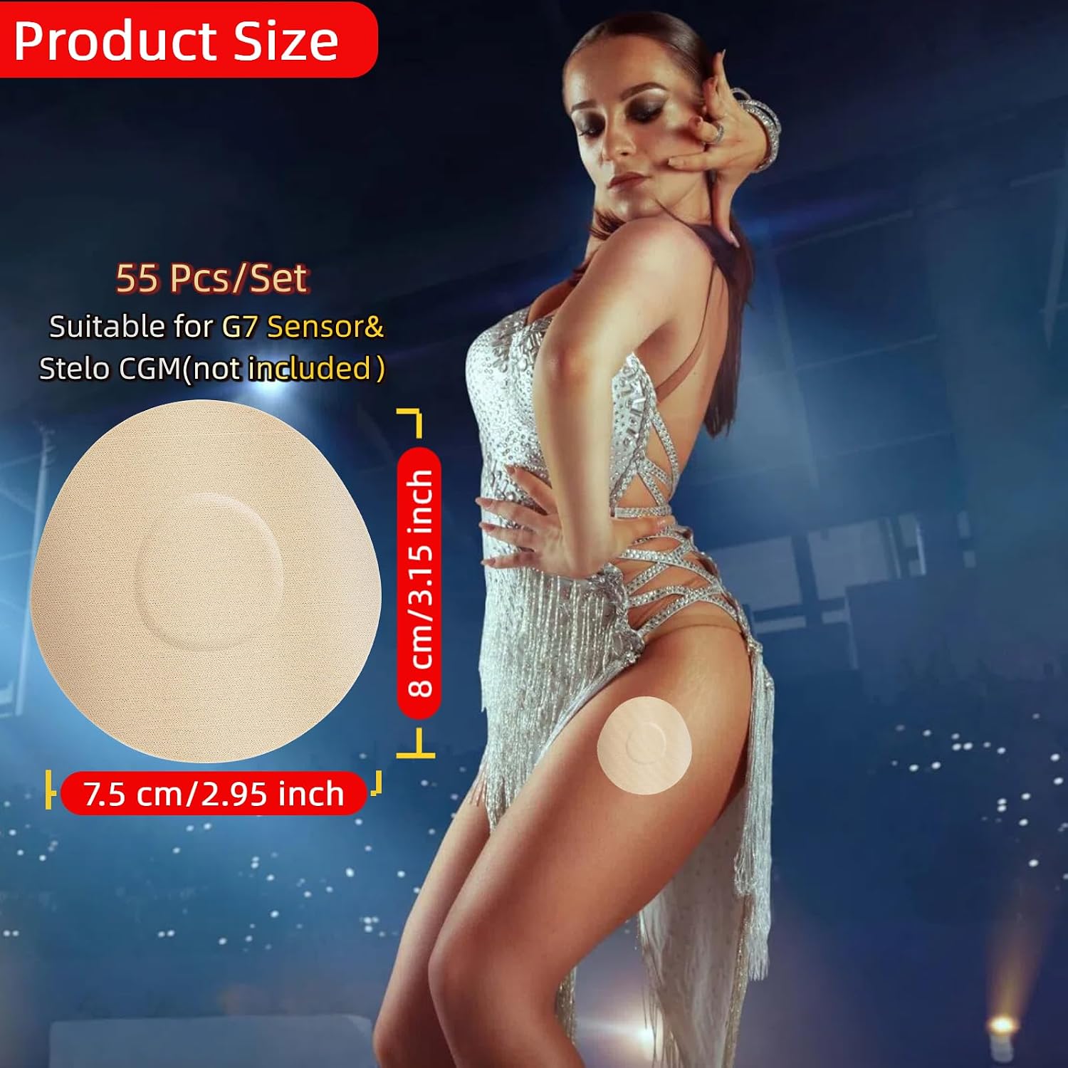 55-Pack G7 Sensor Adhesive Patches Latex-Free Sweatproof 10+ Days Wear Water-Resistant Tape Hypoallergenic & Breathable Pre-Cut Oval with Easy-Peel Backing Adhesion for Swimming Sports No Hole Patch image 4