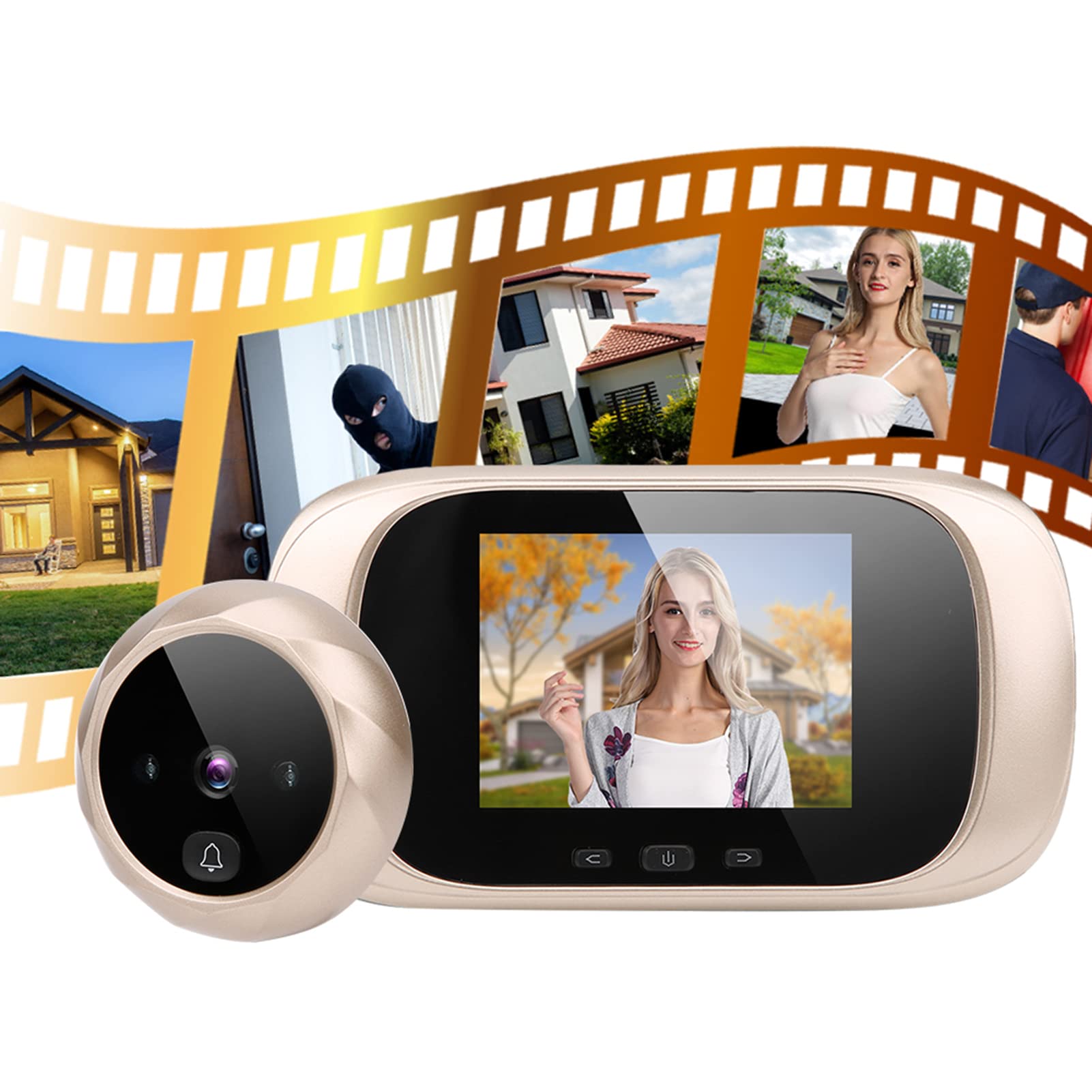 Mirilla Digital Puerta, mirilla digital, timbre de visión nocturna con cámara con función de grabación en bucle de pantalla Tft Lcd de 2,8 pulgadas