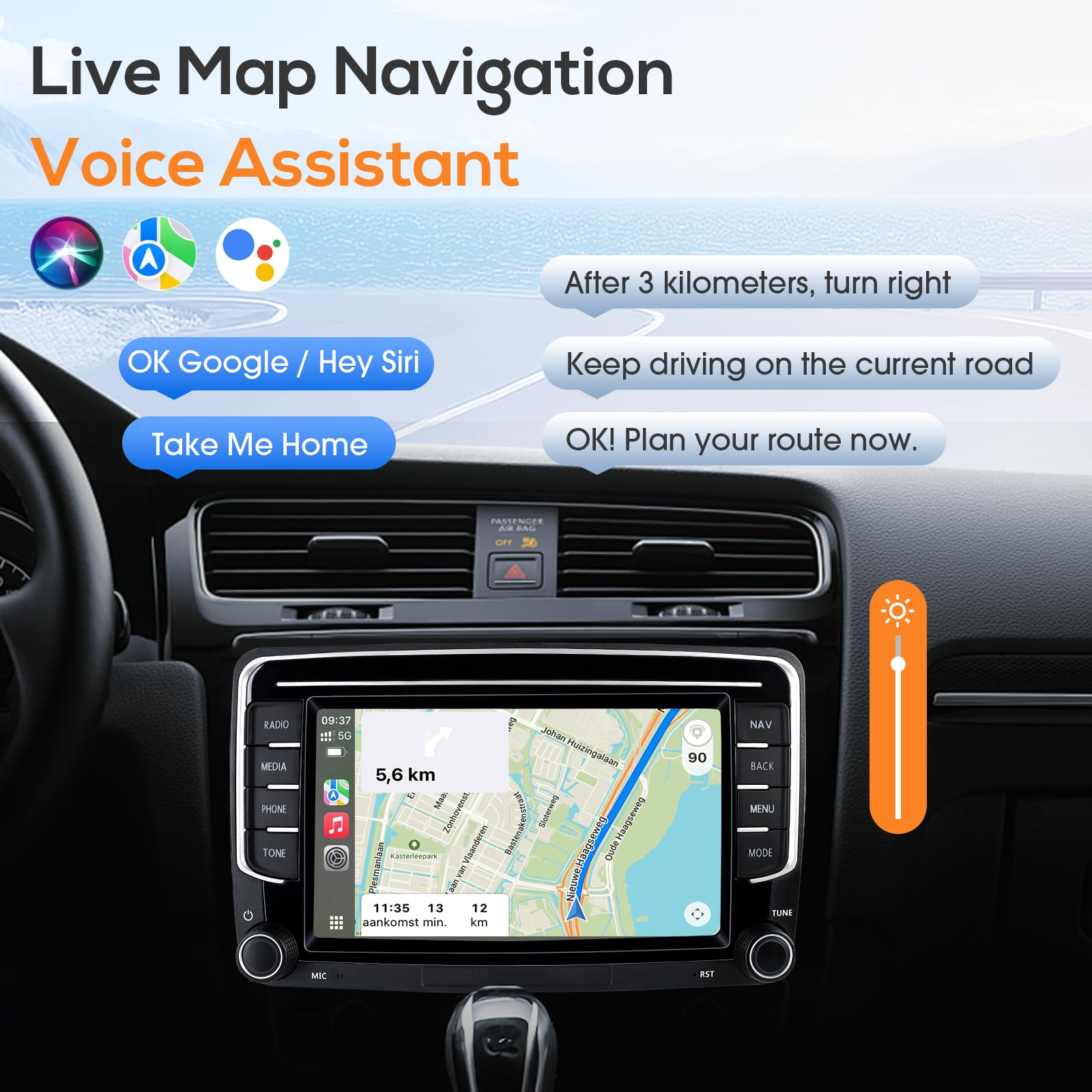 Haudio 2 Din Car Stereo with Wireless Apple CarPlay & Android Auto, 7 Inch Car Screen with Canbus, Bluetooth, Mirror Link,WiFi, FM/AM/RDS/SWC Car Radio for VW Golf 6, Passat, Polo, Tiguan, Jetta&Skoda
