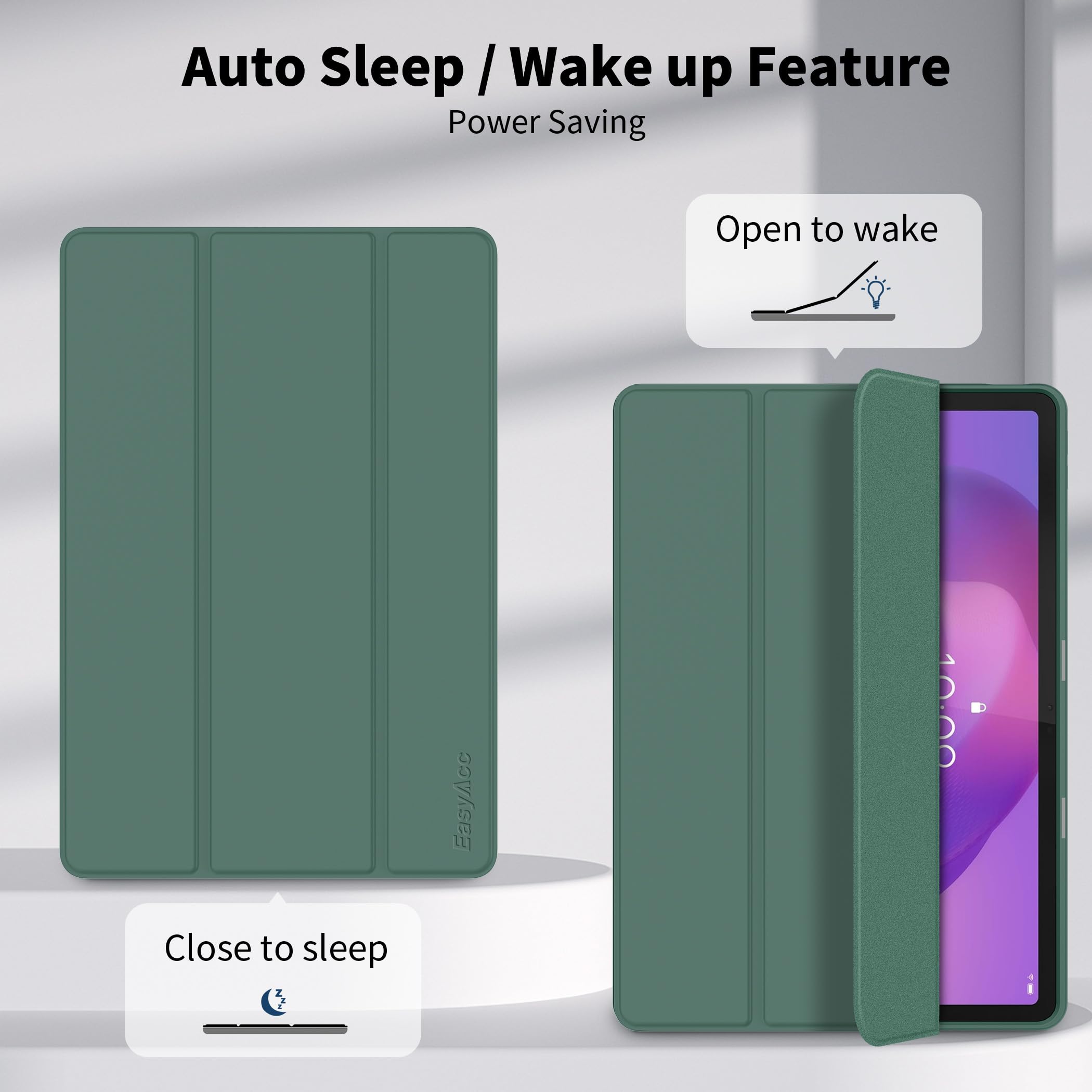 EasyAcc Custodia per Idea Tab 2025 da 11 pollici con portapenne (TB-336ZU TB-336FU), custodia protettiva sottile con supporto, in ecopelle, colore: verde scuro