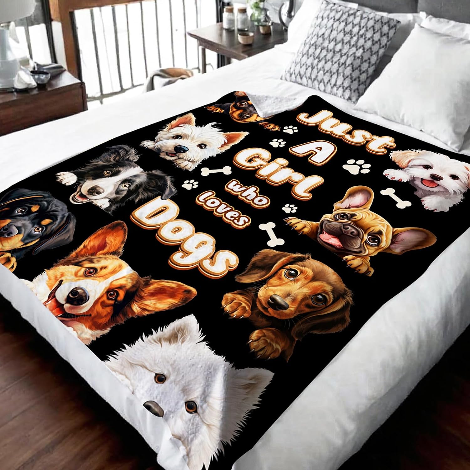 Dog Blanket for Girls Women, Throw Blanket Gift for Kids Daughter Birthday, 60x80 Inches Soft Cozy Custom Flannel Throw for Sofa Couch Bed Travel