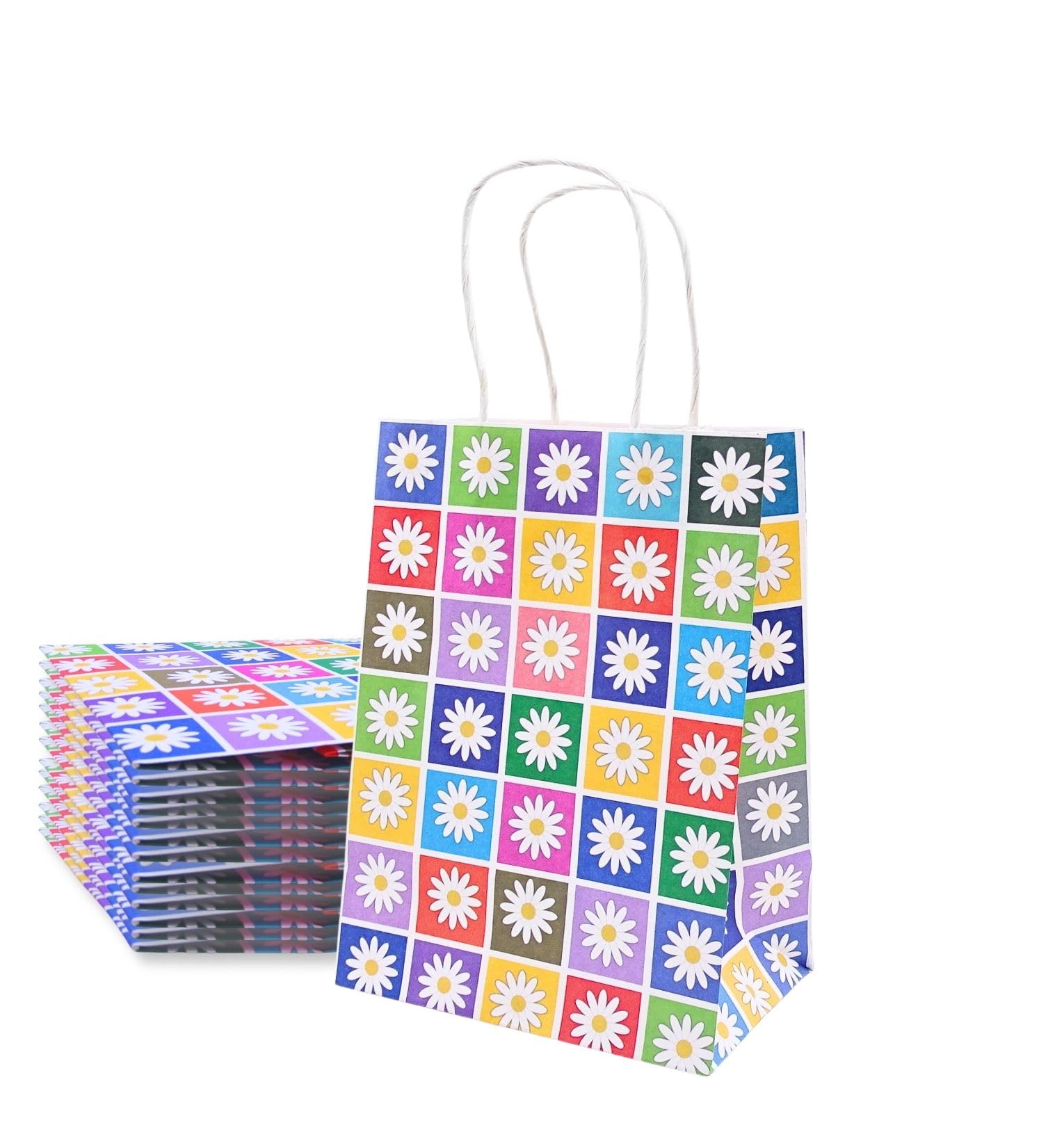 Gitanjali Paper Curves® Gift Bags- 25pcs 6x8x4 inch Floral Design Small Paper Bags with Handle, Return Gift Bag, Party Favor Goodie Treat Bag, Paper Carry Bags, Disposable Paper covers (Small-Floral, Pack of 25)