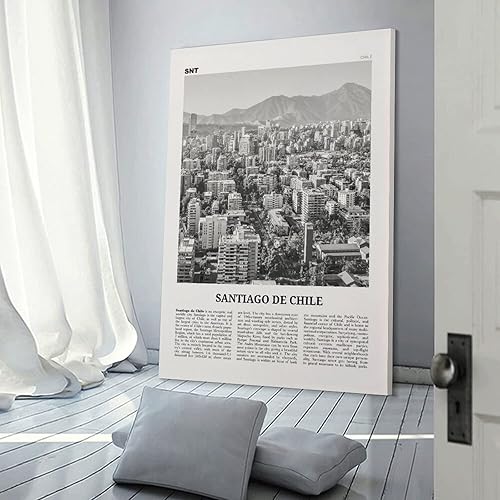 Miniatura 2 de Santiago De Chile - Póster de Santiago de Chile en blanco y negro, arte de pared de Santiago, foto de Santiago, Chile, lienzo para decoración de