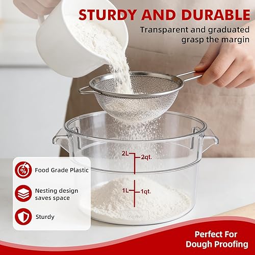 Miniatura 5 de WELKOR Paquete de 4 recipientes de almacenamiento de alimentos con tapas, recipientes redondos herméticos de plástico para cocina, de grado