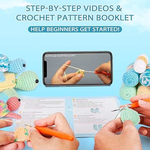 Miniatura 2 de Crochetta Kit de ganchillo para principiantes, kit de ganchillo para principiantes para adultos con tutoriales en video paso a paso, kits de