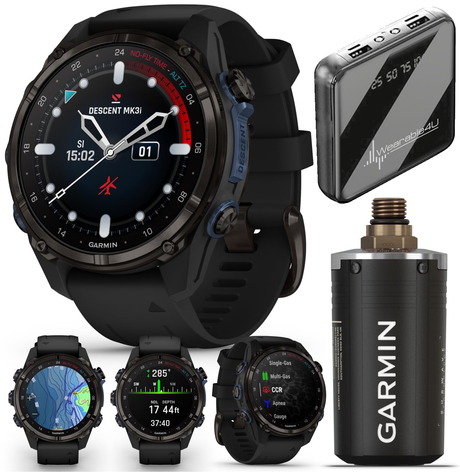 Amazon.com: Wearable4U Garmin Descent Mk3i 43 mm w/T2 Transceiver