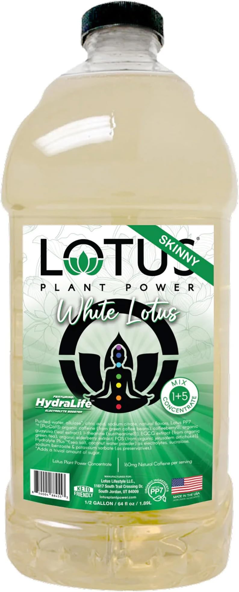 Skinny White Lotus Plant Powerยฎ Zero Sugar Energy Drink | Natural Caffeine & PP7โข Formula | Plant-Based Organic Ingredients | Keto-Friendly, Zero Net Carbs | 1:5 Mix Makes 64 6oz Drinks