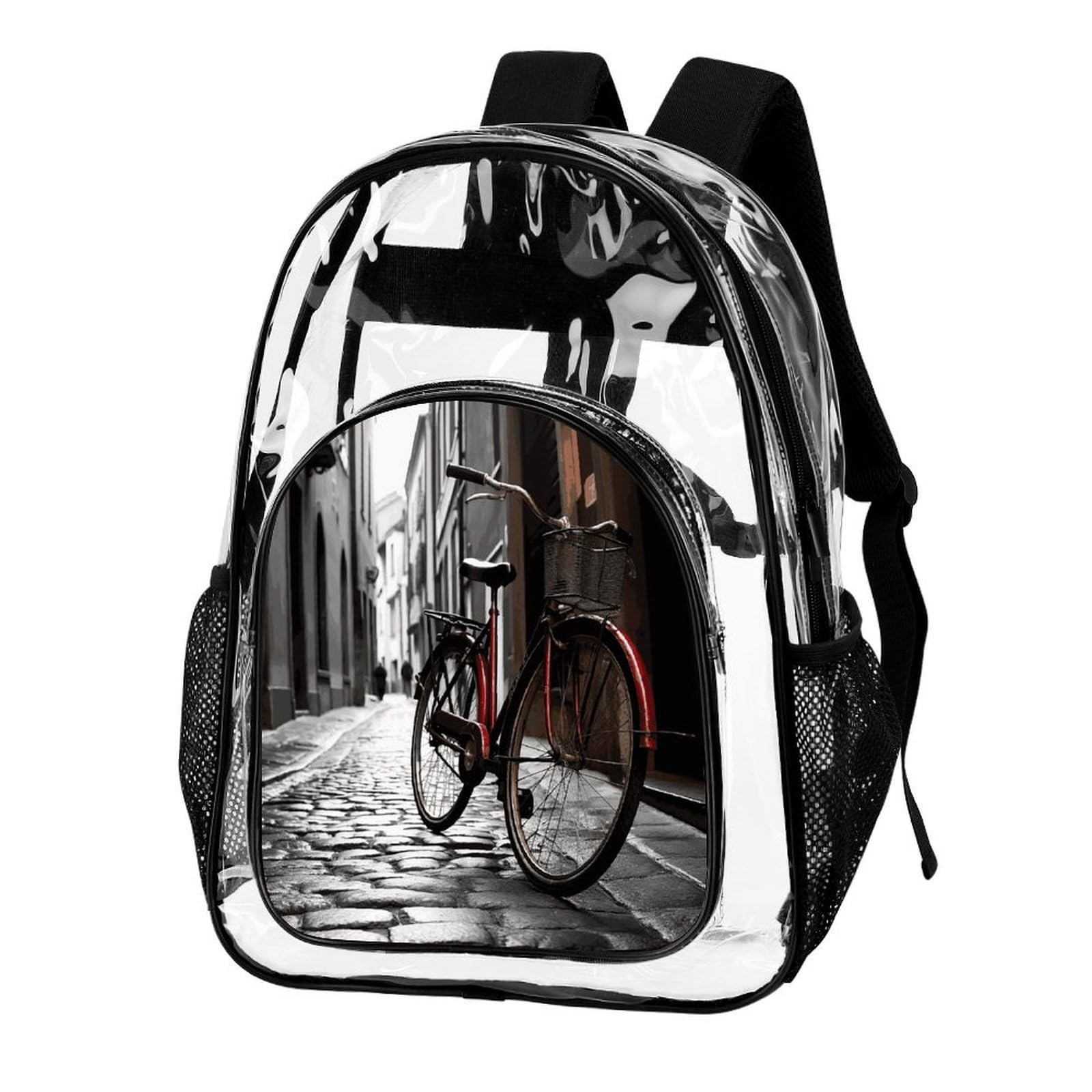 Street Bicycle Transparenter Rucksack, groß, transparent, PVC, Büchertasche für Sicherheit, Arbeit, Reisen, Stadion